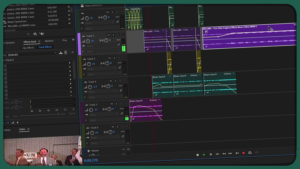 Audio editing timeline for custom memorial video music