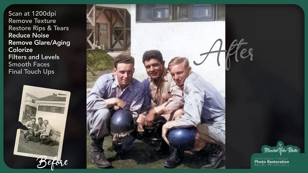 Restored vintage photo used in a memorial tribute
