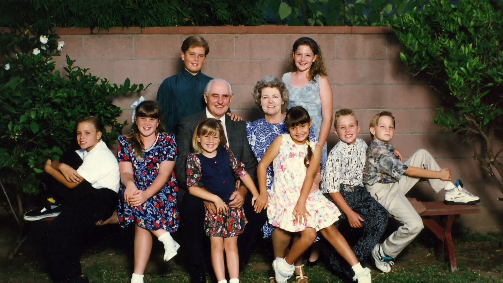 A family group gathered together for a memory-filled photo